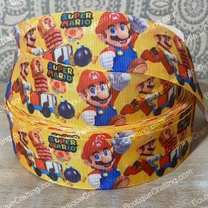 Super Mario Ribbon Hochwertige Ripsband Massenware 1 "& 1,5 "Breit Mario Brothers Ribbon Bros. Perfekt für Haarbögen Lanyards Mehr!