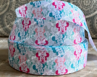 Wstążka Disney Minnie Mouse w pastelowych kolorach, wysokiej jakości, cięta na wymiar o szerokości 1", 1,5" i 2", idealna na kokardy do włosów, smycze i nie tylko!