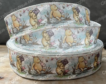 Wired Winnie The Pooh Ribbon High Quality Linen Ribbon Continuous Yards 1&quot;, 1.5&quot; & 2&quot; Wide Wire Pooh Ribbon Disney Ribbon