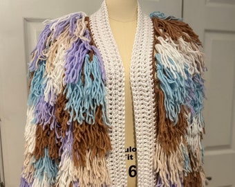 Handmade crochet fringe jacket