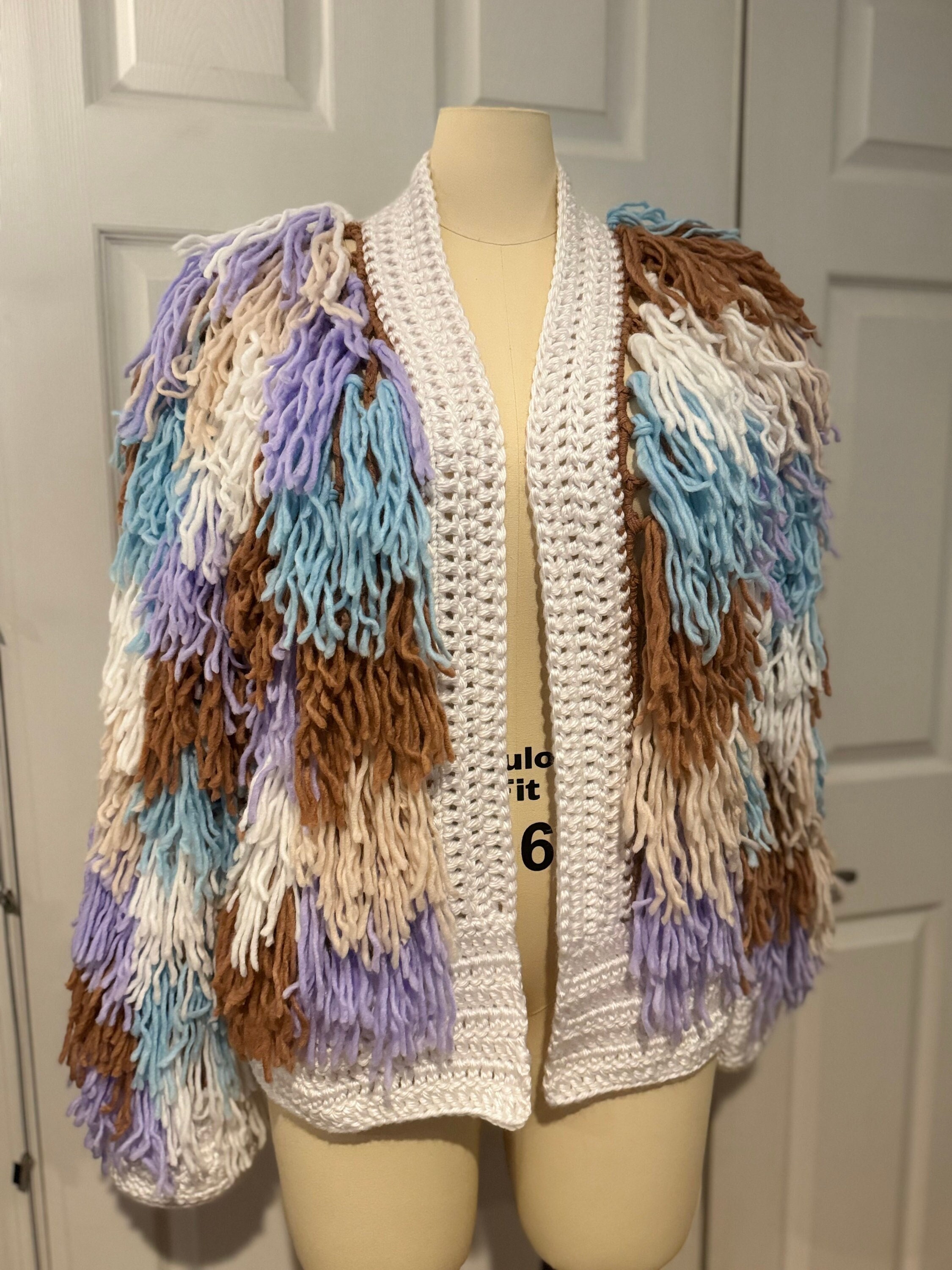 Crochet fringe jacket deals