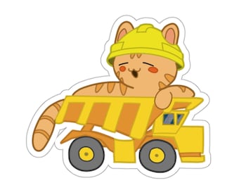Construction Cat Sticker