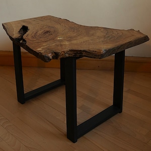 Handcrafted Live Edge Oak Coffee Table, End Table, Decorative Table