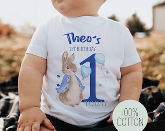 Children's Birthday  Girl , Boy , T Shirt~ Personalised ~ Peter   Rabbit  , one , two, three