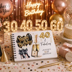 Personalied 40th Birthday Guest Book~ Plastic Covers~ Message book ~Photo Book
