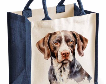 Dog Bag ~Personalised Tote shopping bag ~ Jute bag ~ Reusable bag ~ short haired pointer