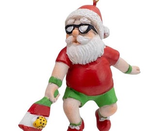Santa Claus Playing Pickleball Christmas Tree Ornament