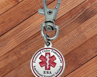 ESA Dog Tag Accessories Emotional Support Animal Double Sided Red Medical Alert Symbol Medal for Small Dogs Use for Collars Harness Vest