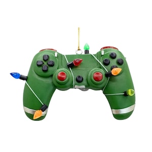 Video Game Controller Wrapped in Christmas Tree Lights Gamers Ornament