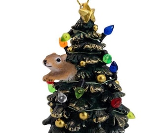 Squirrel Jumping Out of Christmas Tree Funny Ornament