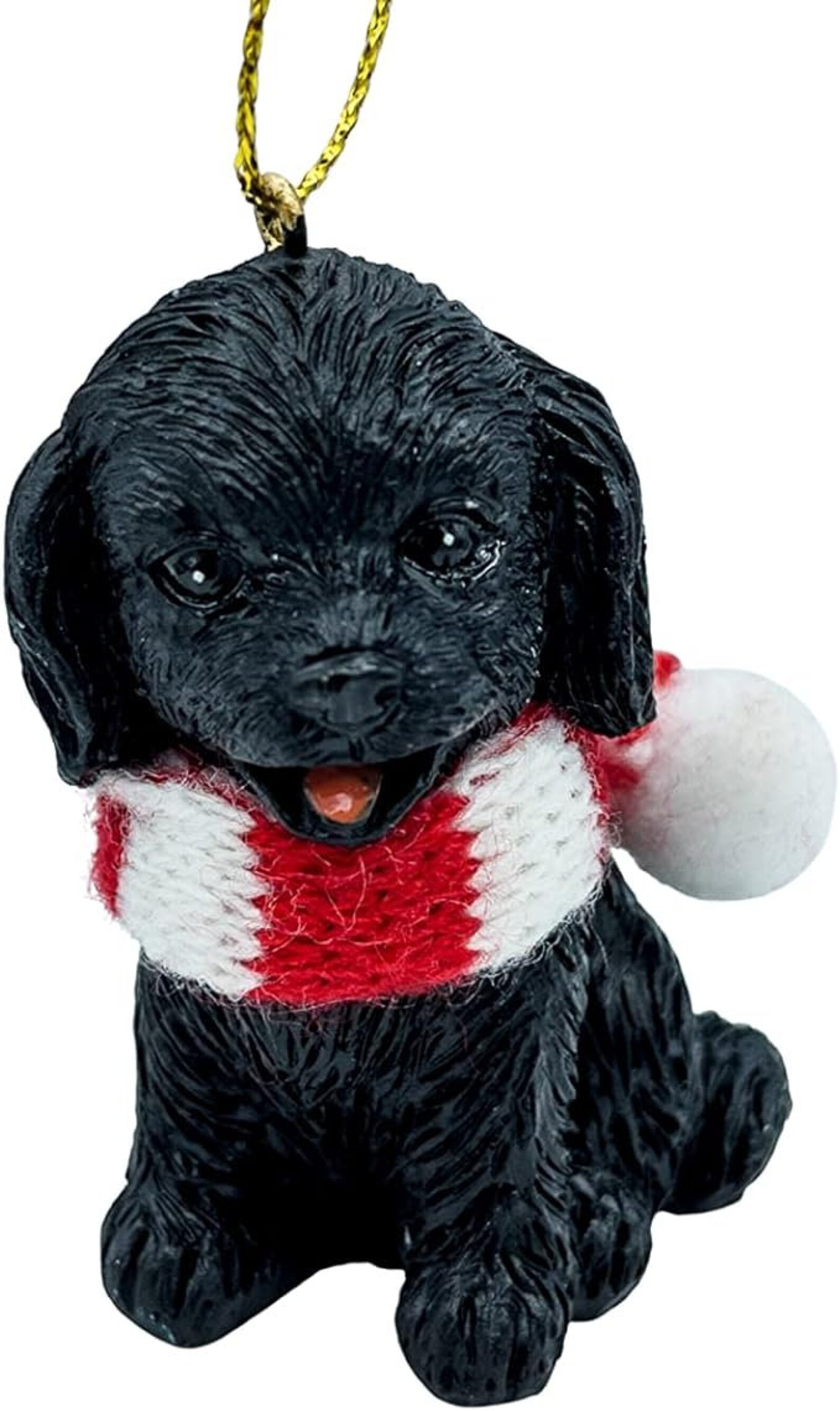 Black Cockapoo Puppy Dog Christmas Tree Ornament With Candy Cane Scarf ...