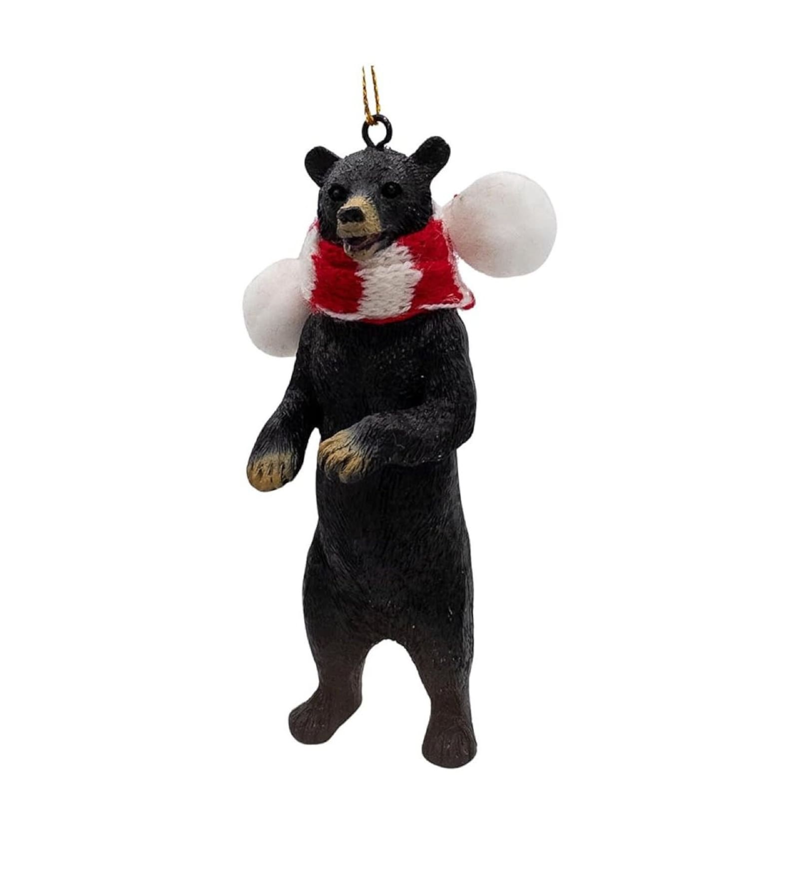 Black Bear Wildlife Animal Christmas Tree Ornament With Candy Cane