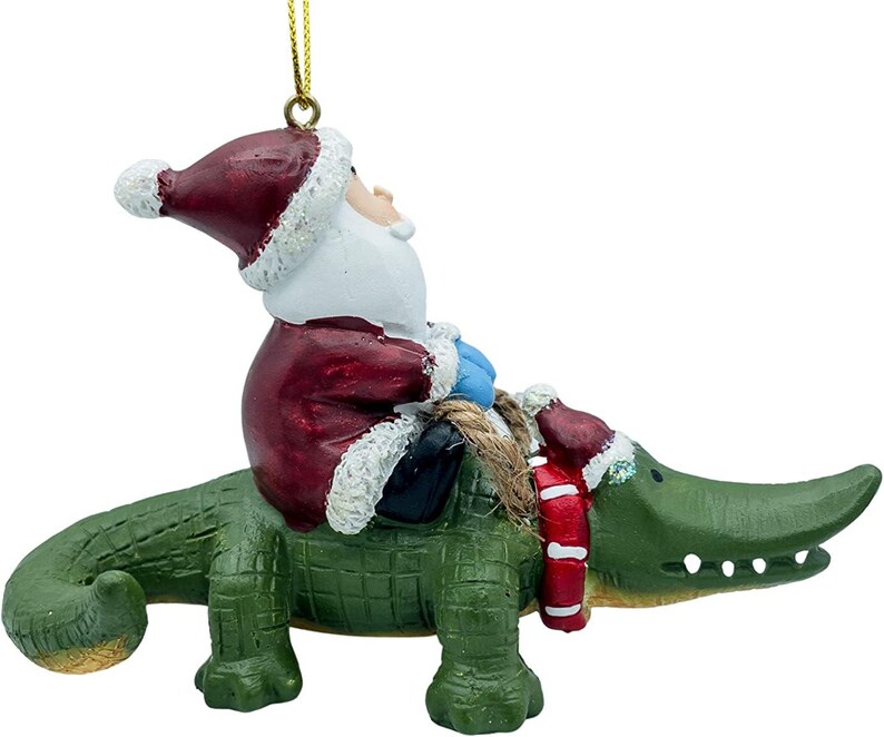 Santa Riding Alligator Tropical Christmas Tree Gator Ornament - Etsy