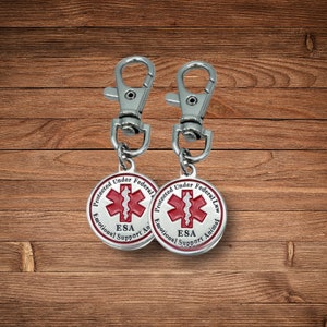 ESA Dog Tag Pack of 2 Accessories Emotional Support Animal Double Sided Red Medical Alert Symbol Medal for Small Dogs Pet ID Tags