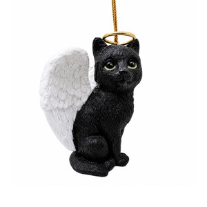 Black Cat Angel Tabby Kitty Christmas Tree Memorial Ornament Bereavement