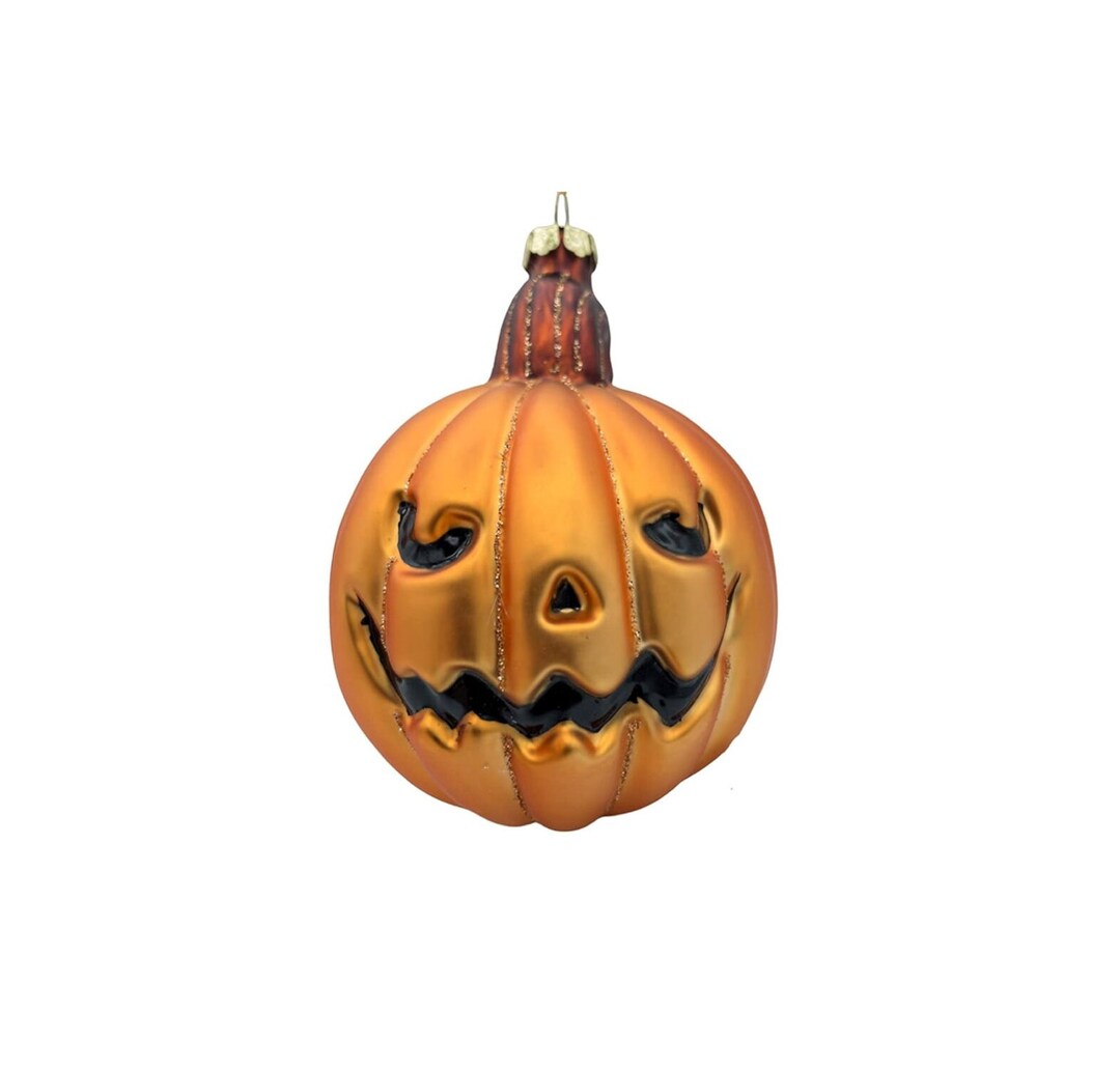 Jack O Lantern Pumpkin Halloween Decoration Blown Glass Ornaments for ...