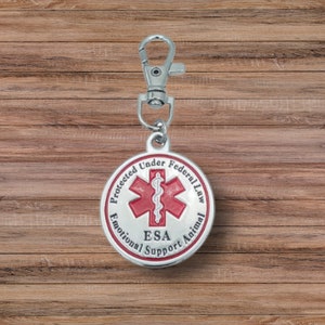 ESA Dog Accessories Emotional Support Animal Double Sided Red Symbol Medal Tag for Medium to Large Dogs Use for Collars Harness Pet ID