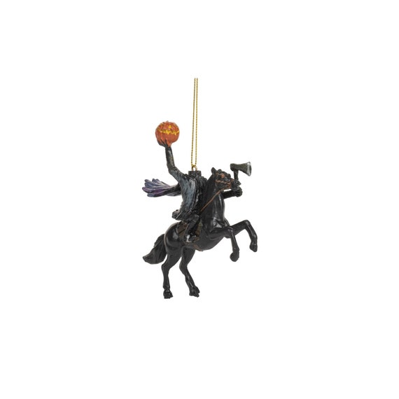 Headless Horseman Riding Dark Horse with Pumpkin in Hand Sleepy Hallow Halloween Christmas Tree Ornament