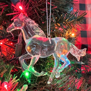 Running Stallion Horse Western Christmas Tree Clear Ornament