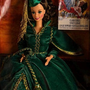 green emerald velvet dress Amazon.com: Hollywood Legends Collection Barbie Doll Scarlett O'Hara in  Green Drapery Dress : Toys & Games main image 0