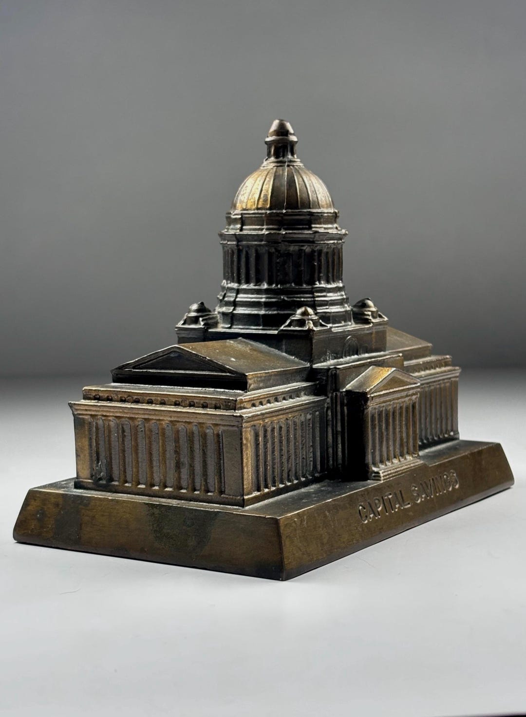 Vintage Capitol Savings Building Coin Bank – Metal Architectural Desk ...