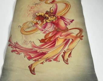フランスヴィンテージ ハンドペイント　OVトレイ　細部まで美しい、まるで絵画！ ヴィンテージ ハンドペイント レザー アプサラ 壁掛け | ミッド