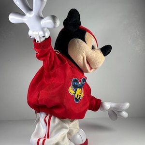 Y2K Vintage Disney Hip Hop Dancing Mickey Mouse Toy Breakdance Mickey Red Hoodie Collectible image 5