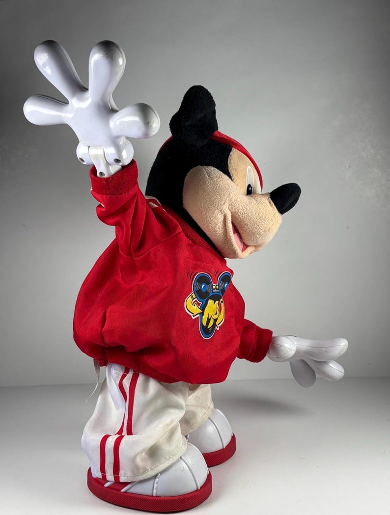 Y2K Vintage Disney Hip Hop Dancing Mickey Mouse Toy Breakdance Mickey Red Hoodie Collectible image 5