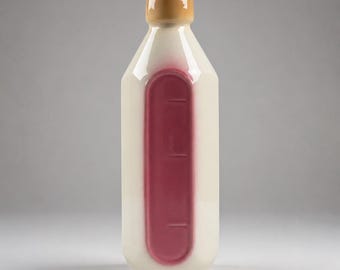 Vintage Baby Flasche Keramik Pflanzer Kinderzimmer Dekor Rosa Weiß Sammler Keramik Vase