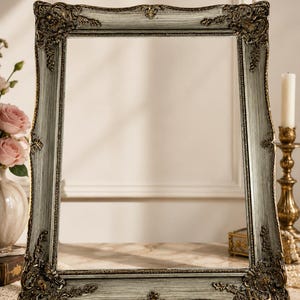 Vintage Baroque Picture Frame 22"x18": Hand-Gilded Gesso, Aged Gold Patina