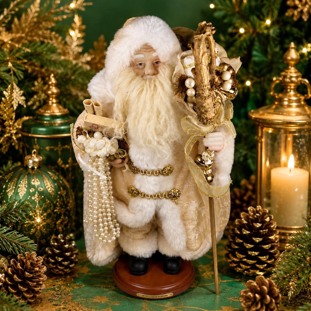 Kathe Wohlfart 1999年　サンタクロースベル 箱付き Grandeur Noel Collector's Edition 1999 – 16” Gold & Ivory Santa - Etsy