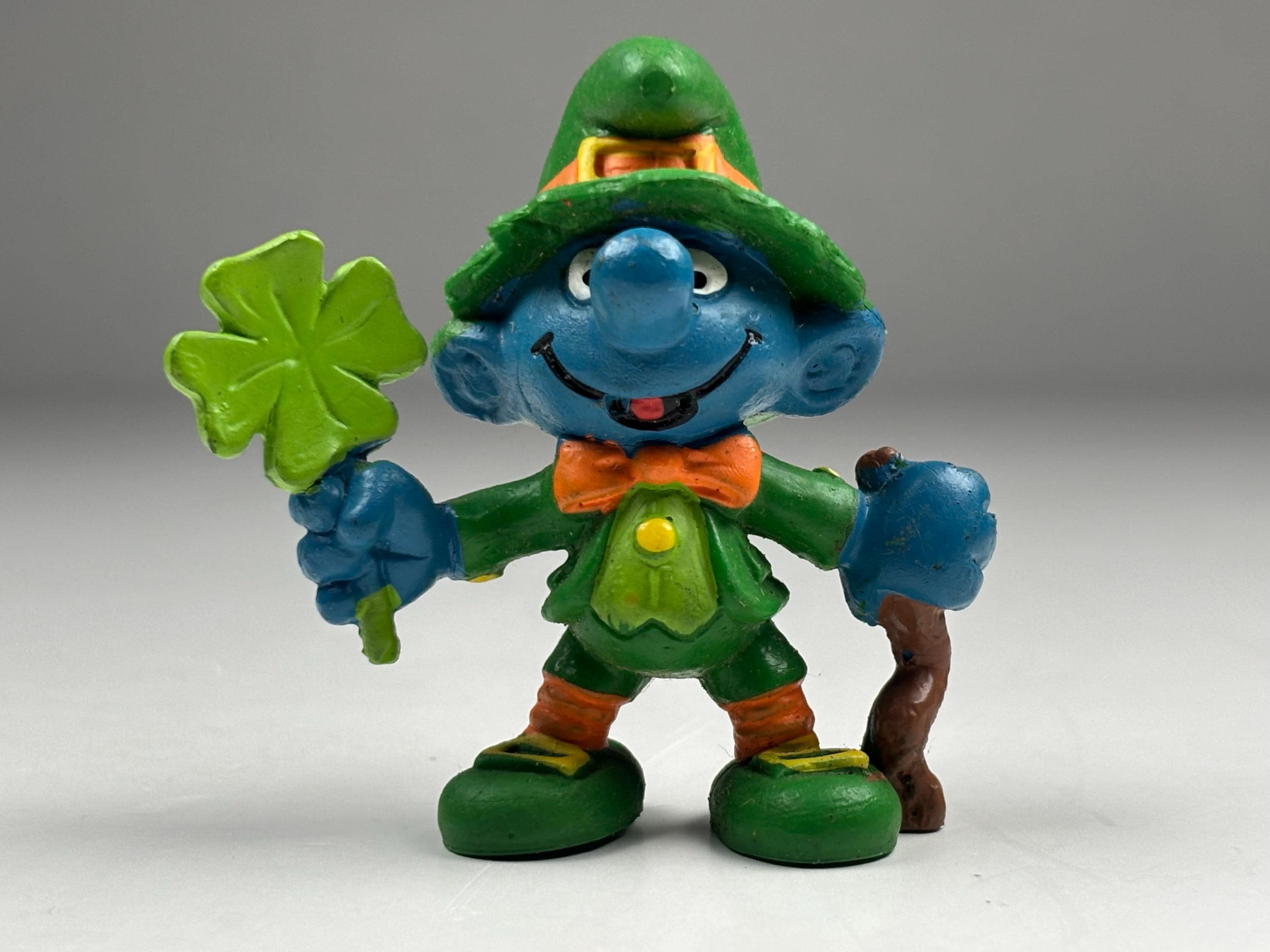 1982 Peyo Schleich Lucky Smurf St. Patrick's Day Gift Shamrock