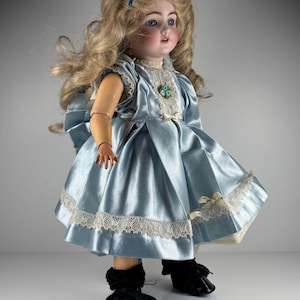 Antique German Bisque Head Doll 16” Blue Sleep Eyes Jointed Composition Body Original Antique Shoes