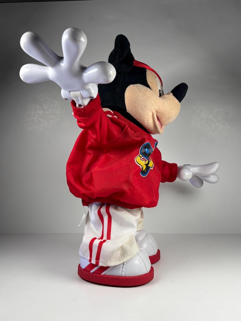 Y2K Vintage Disney Hip Hop Dancing Mickey Mouse Toy Breakdance Mickey Red Hoodie Collectible image 12
