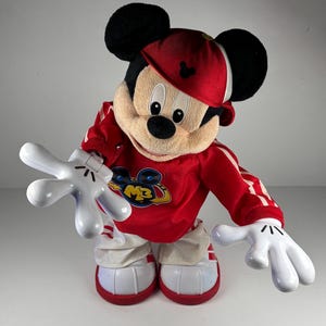 Y2K Vintage Disney Hip Hop Dancing Mickey Mouse Toy Breakdance Mickey Red Hoodie Collectible image 8