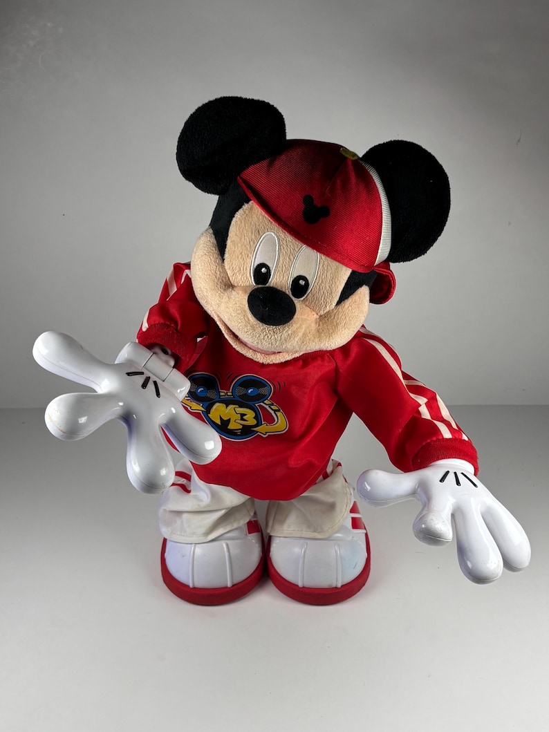 Y2K Vintage Disney Hip Hop Dancing Mickey Mouse Toy Breakdance Mickey Red Hoodie Collectible image 8