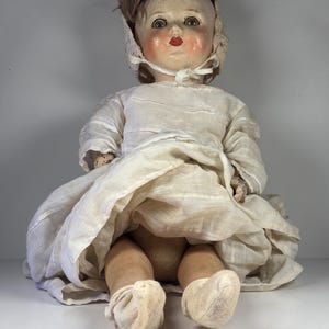 Antique Early 1900s Composition Doll Glass Sleep Eyes Primitive Survivor 100+ Years Old Oddities Display Piece