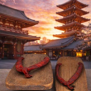 Altes Japan: Vintage Geta-Sandalen aus Holz (ca. 1940er bis 1960er Jahre)
