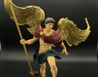 A　21cm　大天使 ミカエル　樹脂製　聖ミカエル　像　オブジェ　置物 大天使ミカエルの置物 – 手描き3Dプリント樹脂像 – カトリック装飾品