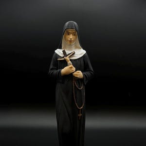 Saint Rita of Cascia Figurine – Hand Painted 3D Printed Resin Statue – Patron Saint of Impossible Causes – Prayer Altar Sculpture