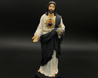 Sacred Heart of Jesus Figurine – Hand Painted 3D Printed Resin Statue – Catholic Gift – Christian Decor – Prayer Altar Sculpture.