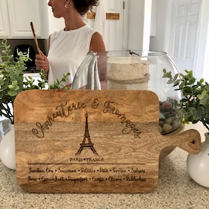 Eiffel Tower Charcuterie Board: French Acacia Wood Cheese Board