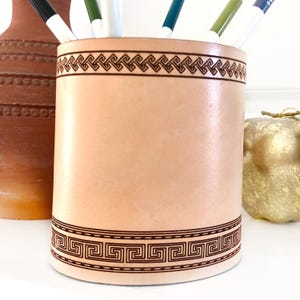 Leather Pencil and Pen Holder, Leather Office Decor, Desk Accessory