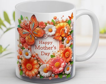 Butterfly Mother's Day Mug Design: Floral Square Frame (Digital Download)