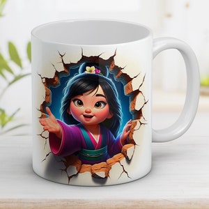 3D Funny Baby Mulan Mug Wrap 11oz and 15oz, 3D Cartoon character png, Cartoon sublimation, Digital art, Cartoon Design, Digital download PNG