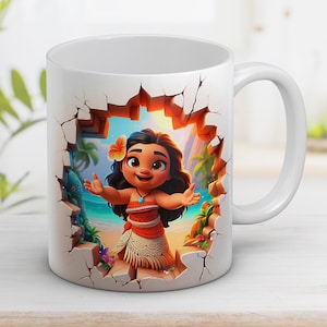 3D Funny Baby Moana Mug Wrap 11oz and 15oz, 3D Cartoon character PNG, 3D Cartoon sublimation, Digital art, Cartoon Design, Digital download