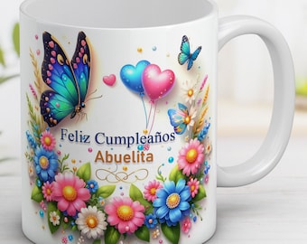 Feliz Cumpleaños Abuelita Mug: 3D Floral Birthday Gift (Digital Download)