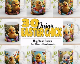 Chickens Easter Mug Wrap Bundle with eggs and flowers Mug wrap design 11 & 15 oz Easter gift Sublimation Design Instant Digital Download