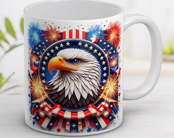 American Flag Eagle Mug Wrap: 4th of July Sublimation (Digital Download)