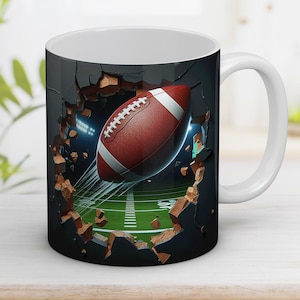 3D Football Mug Wrap: Hole in Wall Design (Digital PNG)